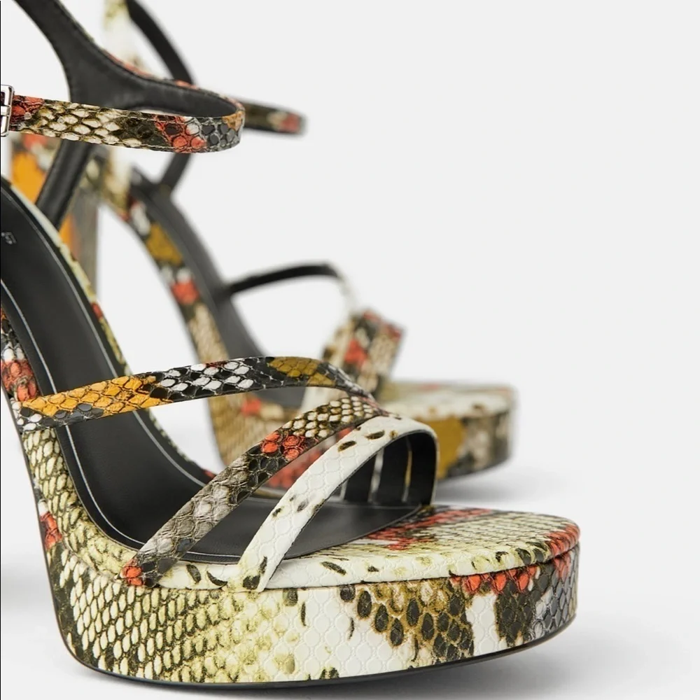 ZARA Animal Print High Heel Sandals - Picture 3 of 8